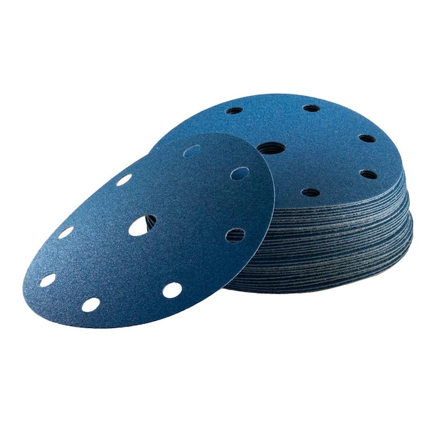 Uneeda 6 in Dia, 9 holes, Aluminum Oxide, 320 Grit, Coated Type M-178444 - main